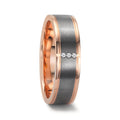 Partnerring 585/14K rood goud, 999 Tantaal Diamant 0.024 ct, 3 Steen, w-si