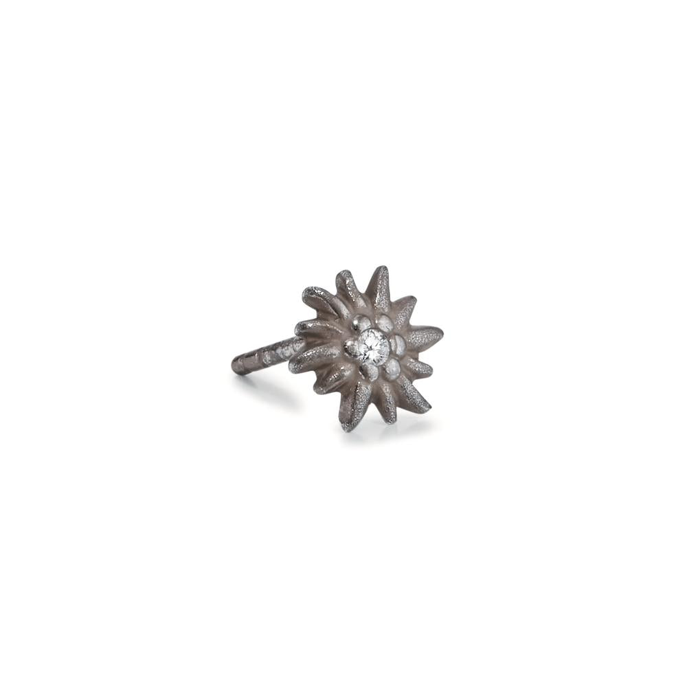 Ohrstecker 1 Stk Silber Zirkonia patiniert Edelweiss Ø7 mm