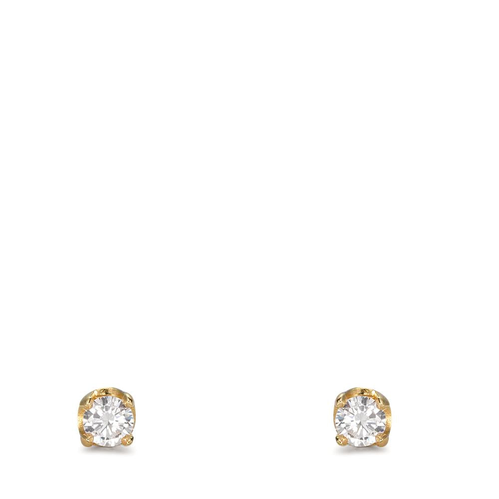 Oorknoppen Zilver Zirkonia 2 Steen Geel Verguld Ø3 mm