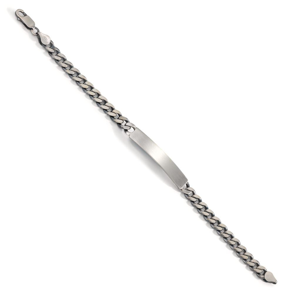 Gourmette avec gravure Argent Patinée 20 cm