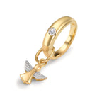 Doopring 375/9K geel goud Zirkonia Bi-color Beschermengel Ø11 mm