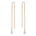 Boucles d'oreilles pendantes Or rouge 18K Diamant 0.06 ct, 2 Pierres, tw-si perle Akoya, 2 Perles, 4.5 mm
