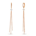 Scharnier oorringen creolen 750/18K rood goud Diamant 0.09 ct, 22 Steen, tw-si zoetwater Parel, 2 Parels