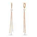 Scharnier oorringen creolen 750/18K rood goud Diamant 0.09 ct, 22 Steen, tw-si zoetwater Parel, 2 Parels