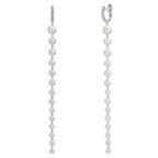 Créoles à charnières Or blanc 18K Diamant 0.12 ct, 12 Pierres, tw-si perle d'eau douce, 28 Perles
