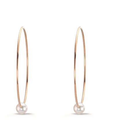 Oorringen creolen 750/18K rood goud Akoya Parels, 6 mm