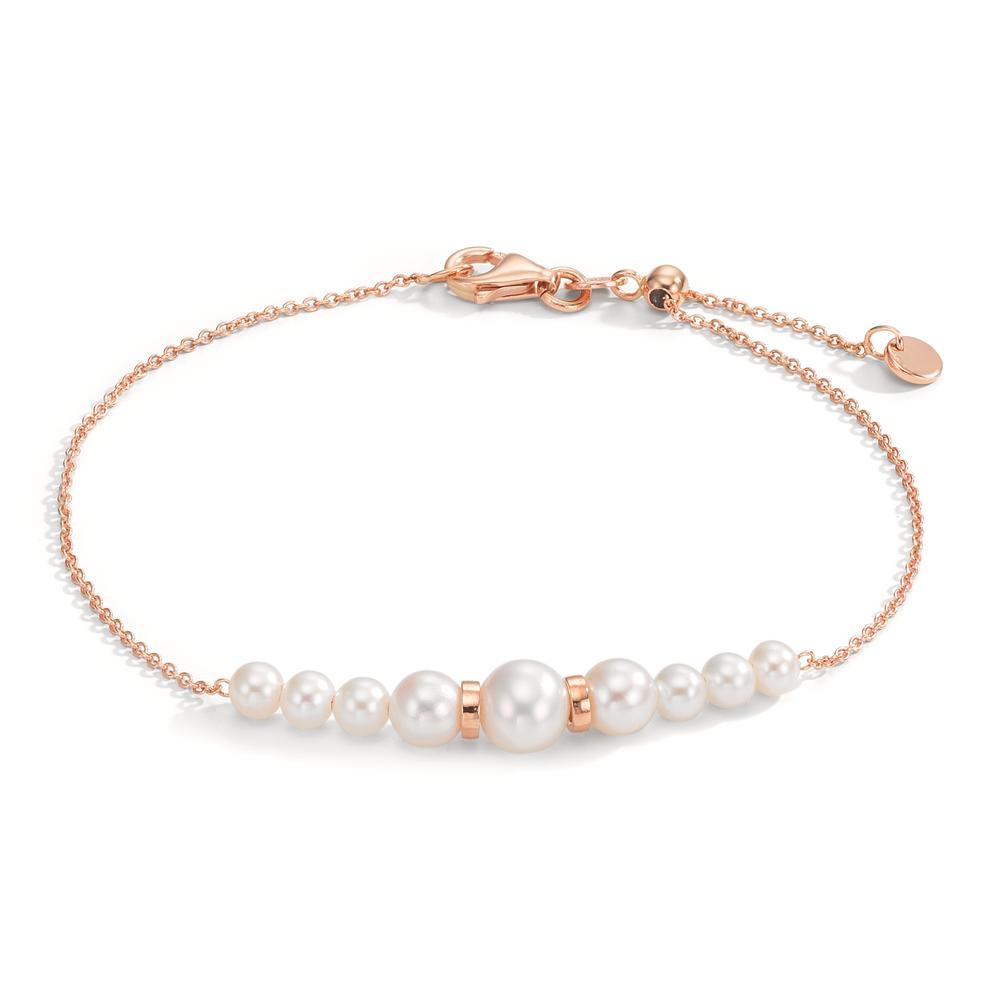 Bracelet Or rouge 18K perle d'eau douce, 9 Perles 15-18 cm