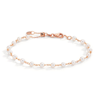 Bracelet Or rouge 18K perle d'eau douce, 18 Perles, 3.5 mm