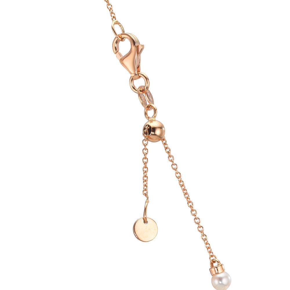 Collier Or rouge 18K Emeraude synthétique perle d'eau douce, 3.5 mm Coeur 40-44 cm