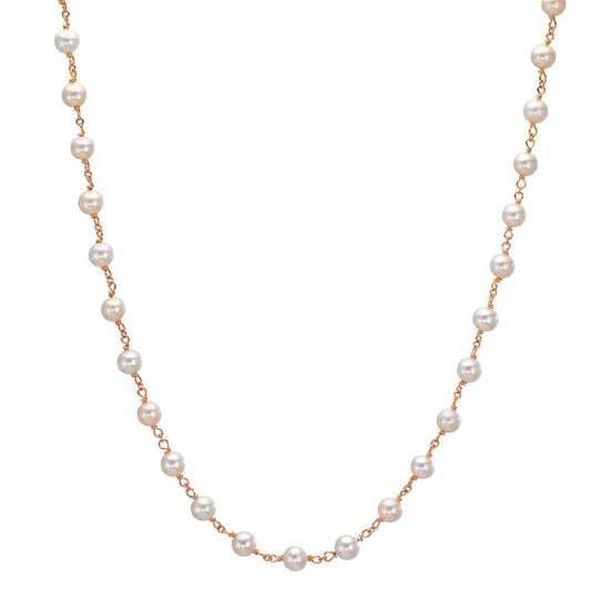 Collier 750/18 K Rotgold Süsswasserzuchtperle, 50 Perlen, 3.5 mm 41-42 cm verstellbar