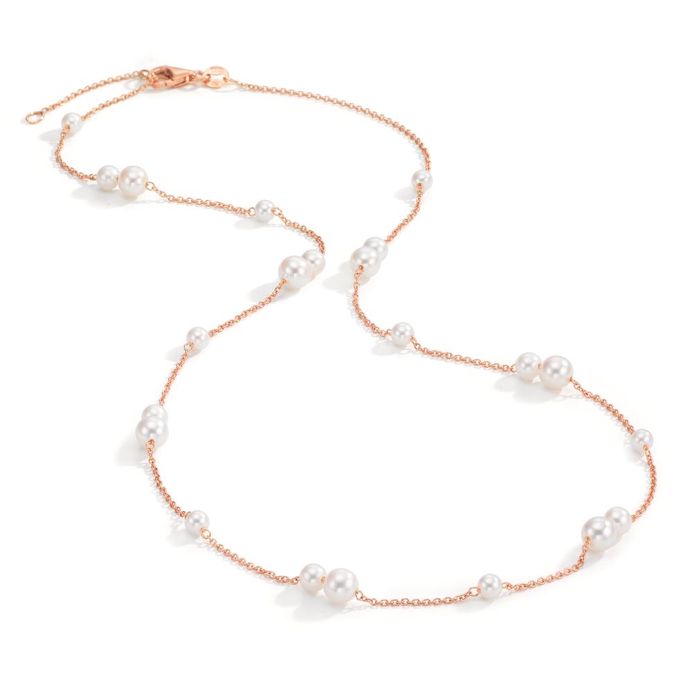Collier 750/18 K Rotgold Süsswasserzuchtperle, 23 Perlen 3-5 mm 41.5-44 cm verstellbar