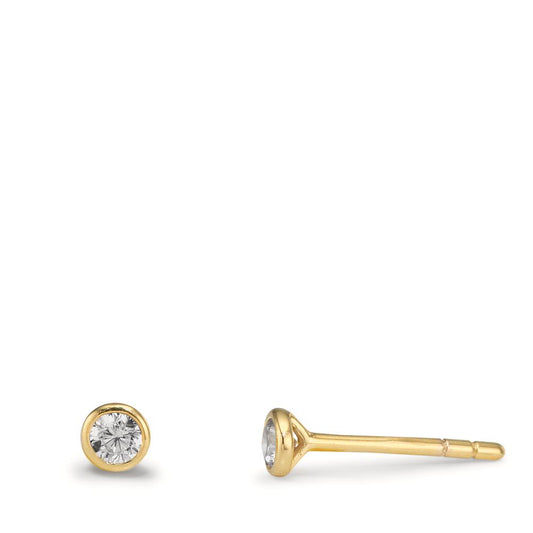 Clous d'oreilles Or jaune 9K Zircone 2 Pierres Ø3.5 mm
