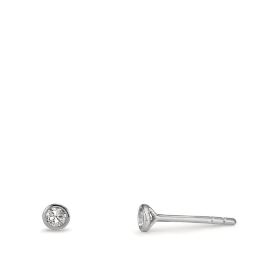 Clous d'oreilles Or blanc 9K Zircone 2 Pierres Ø3.5 mm