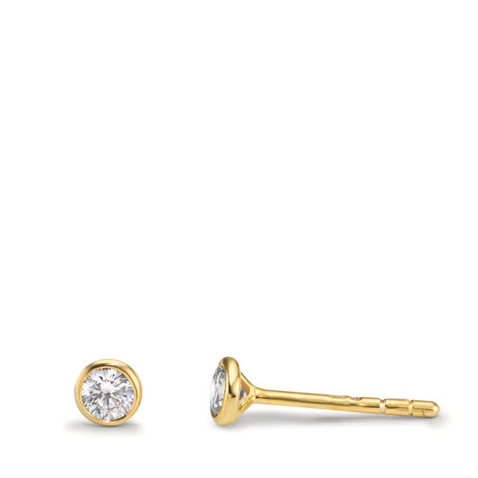 Clous d'oreilles Or jaune 9K Zircone 2 Pierres Ø3.8 mm