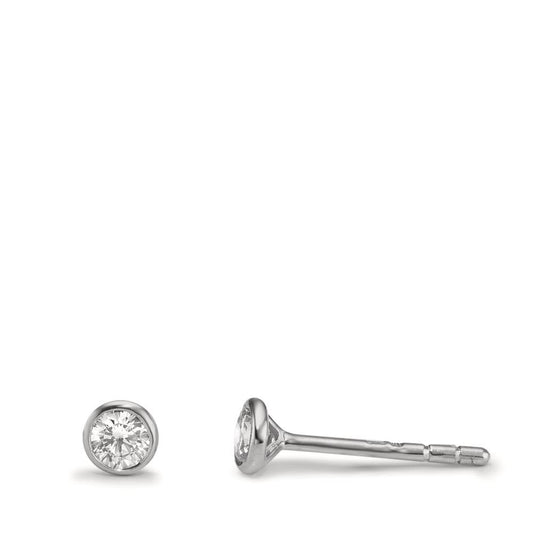 Clous d'oreilles Or blanc 9K Zircone 2 Pierres Ø3.8 mm