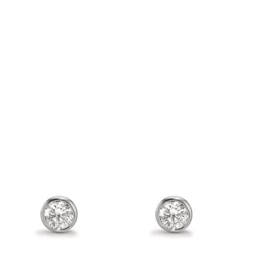 Clous d'oreilles Or blanc 9K Zircone 2 Pierres Ø3.8 mm