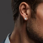 Clous d'oreilles Or blanc 9K Zircone 2 Pierres Ø5 mm