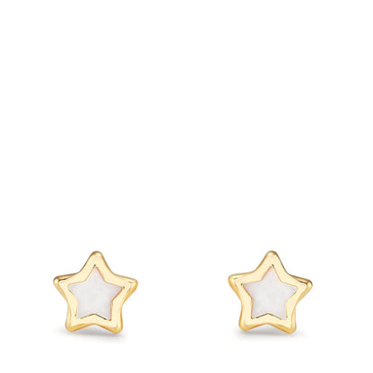 Clous d'oreilles Or jaune 18K nacre Étoile Ø5 mm