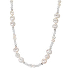 Collier Acier inoxydable Cristal blanc perle d'eau douce 45 cm