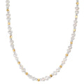 Collier Edelstahl Kristall weiss gelb IP beschichtet Süsswasserzuchtperlen 43.5 cm