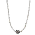 Collier Roestvrijstaal Labradoriet Grijs, 3 mm Tahiti Parel, 9.5 mm 43-47 cm