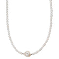 Collier Edelstahl Süsswasserzuchtperlen, 4 mm 43 cm