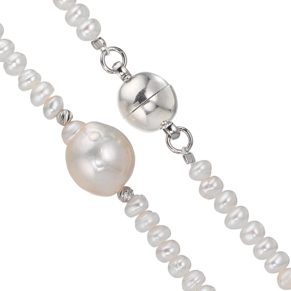 Collier Edelstahl Süsswasserzuchtperlen, 4 mm 43 cm