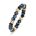 Bague Acier inoxydable Cristal bleu, 3 mm jaune PVD