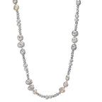 Collier Roestvrijstaal Kristal Grijs zoetwater Parel Grijs 90 cm