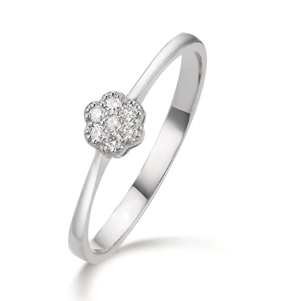 Bague Or blanc 18K Diamant 0.06 ct, 7 Pierres, w-si