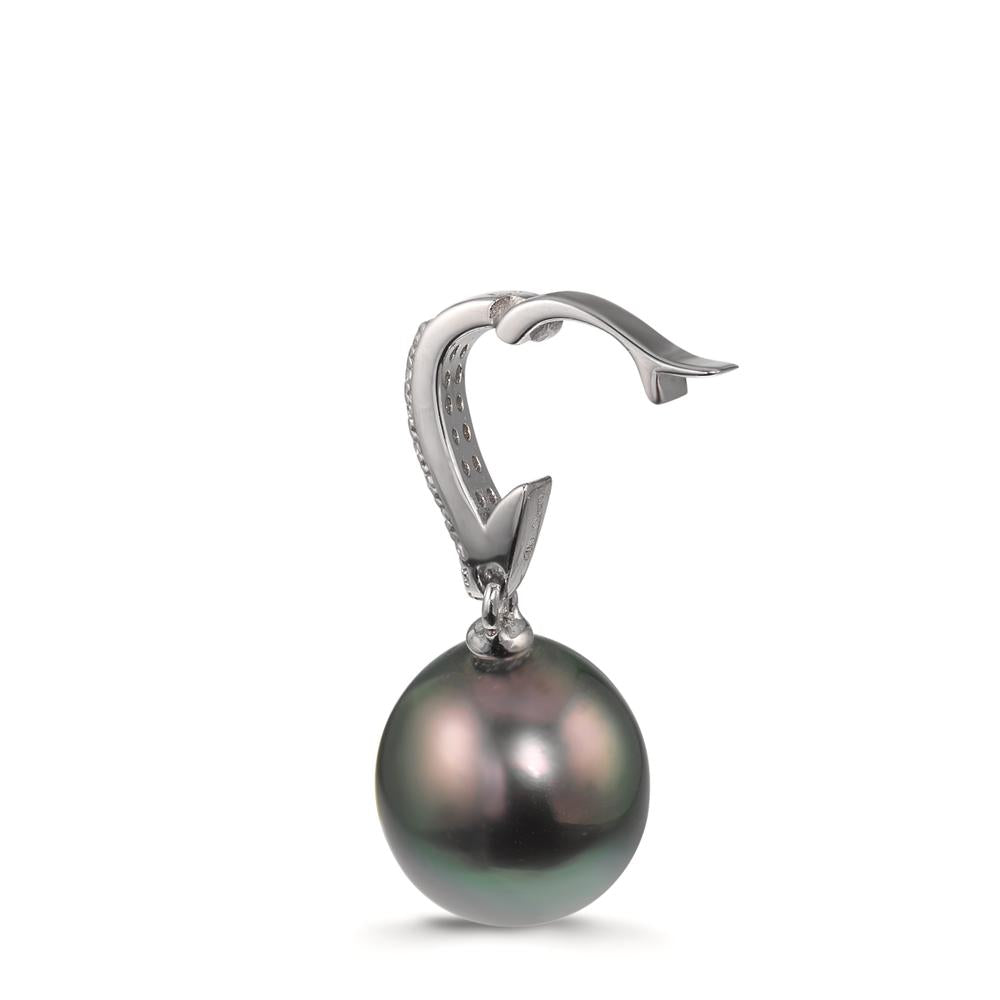 Anhänger Silber Zirkonia 20 Steine rhodiniert Tahitiperlen 10-11 mm