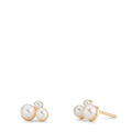 Clous d'oreilles Or jaune 9K perle d'eau douce, 6 Perles 2-4 mm