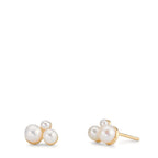 Clous d'oreilles Or jaune 9K perle d'eau douce, 6 Perles 2-4 mm