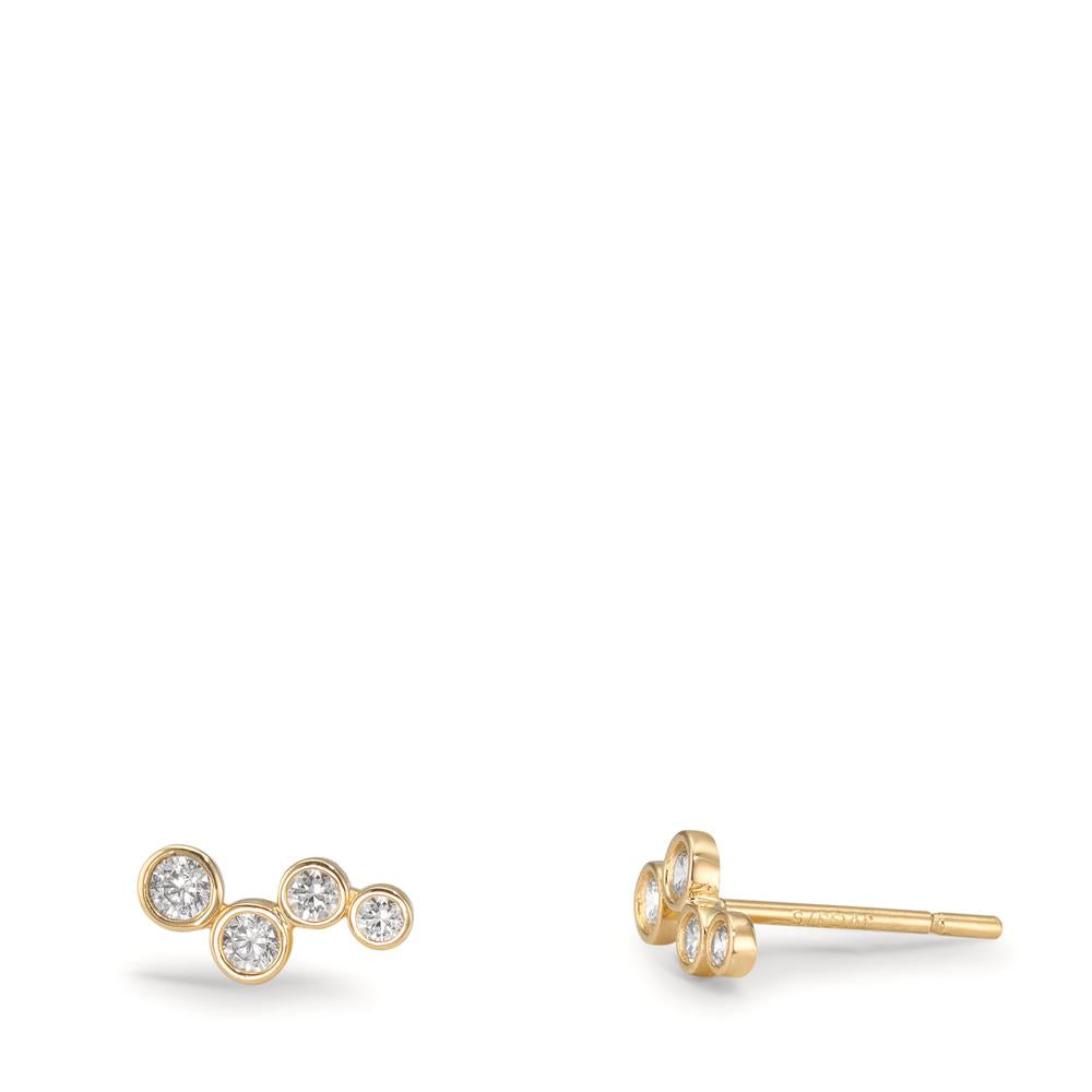 Clous d'oreilles Or jaune 9K Zircone 8 Pierres