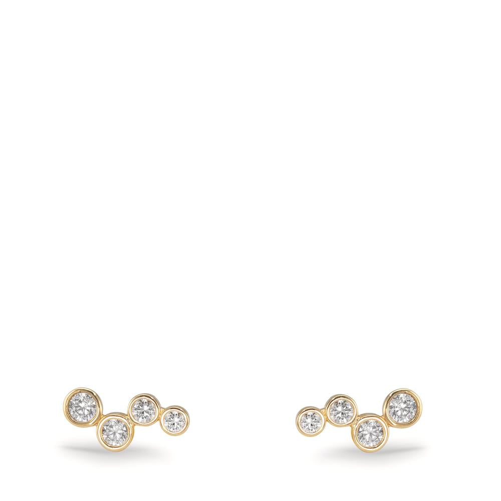 Clous d'oreilles Or jaune 9K Zircone 8 Pierres