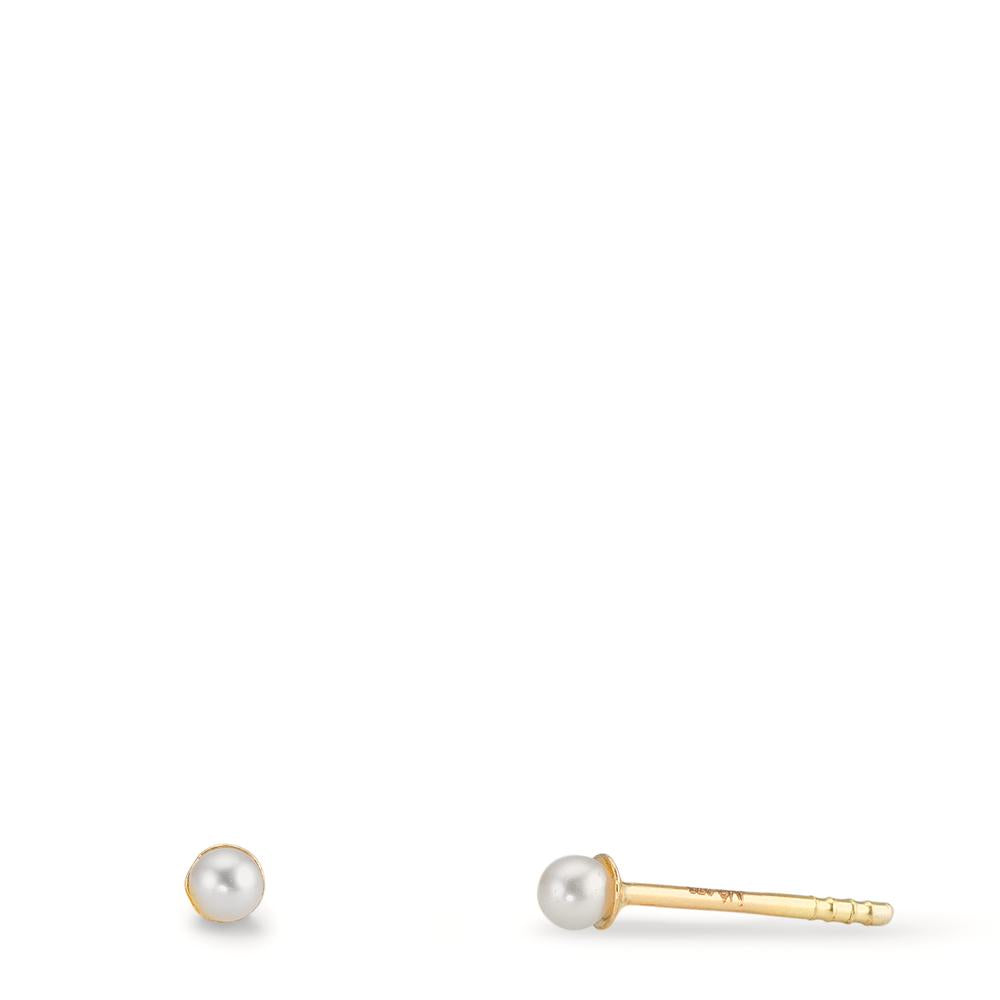 Oorknoppen 375/9K geel goud [shining Pearls], 2 Parels 2-2.5 mm