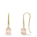 Oorbellen 375/9K geel goud Kwarts roze, 2 Steen