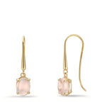 Oorbellen 375/9K geel goud Kwarts roze, 2 Steen
