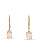 Oorbellen 375/9K geel goud Kwarts roze, 2 Steen