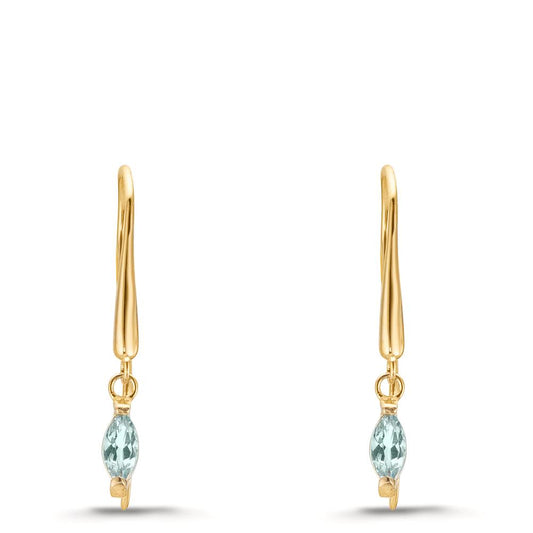 Pendant d'oreilles Or jaune 9K Topaze bleu clair, 2 Pierres