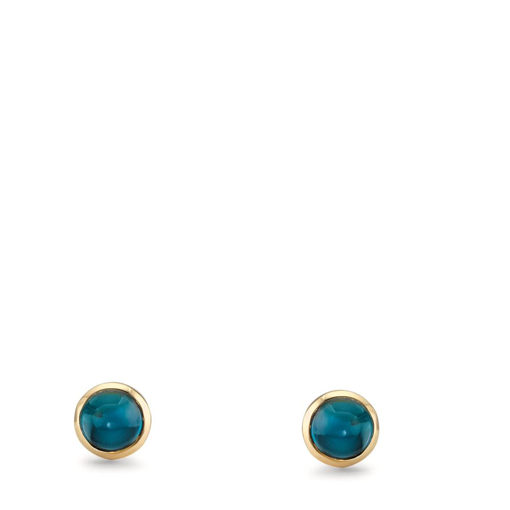Oorknoppen 375/9K geel goud Londen blauw Topaas 2 Steen Ø5 mm