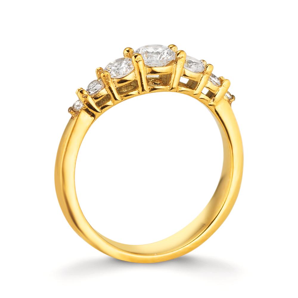 Bague Acier inoxydable Zircone blanc, 7 Pierres jaune PVD