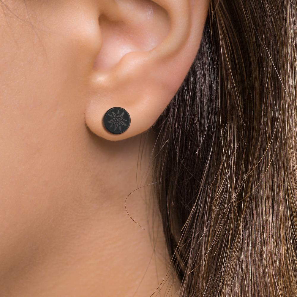 Clous d'oreille à l'unité Acier inoxydable noir PVD Edelweiss Ø8 mm