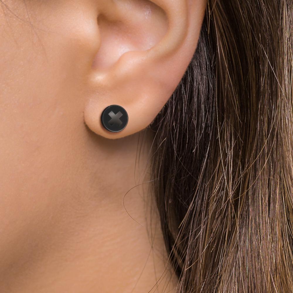 Clous d'oreille à l'unité Acier inoxydable noir PVD Ø8 mm
