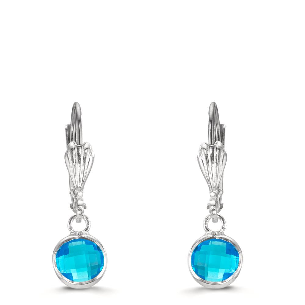 Ohrhänger antiallergisch Kristall blau, 2 Steine, 6 mm