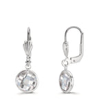 Pendant d'oreilles Antiallergique Zircone blanc, 2 Pierres, 8 mm