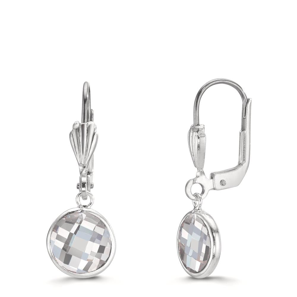 Oorbellen Anti-allergisch Zirkonia wit, 2 Steen, 8 mm