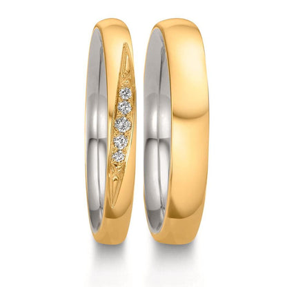 Alliance Or jaune 18K, Platine 950 Diamant 0.051 ct, 5 Pierres, w-si
