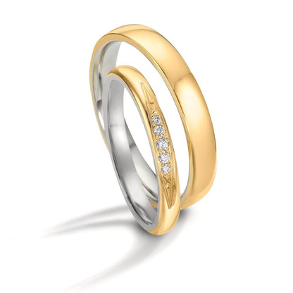 Alliance Or jaune 18K, Platine 950 Diamant 0.051 ct, 5 Pierres, w-si