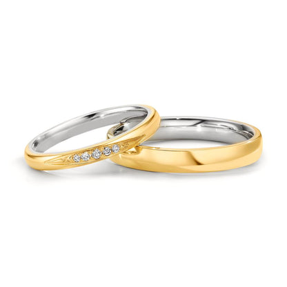 Alliance Or jaune 18K, Platine 950 Diamant 0.051 ct, 5 Pierres, w-si